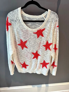 Wildfox Seeing Stars Lennon Sweater White & Red